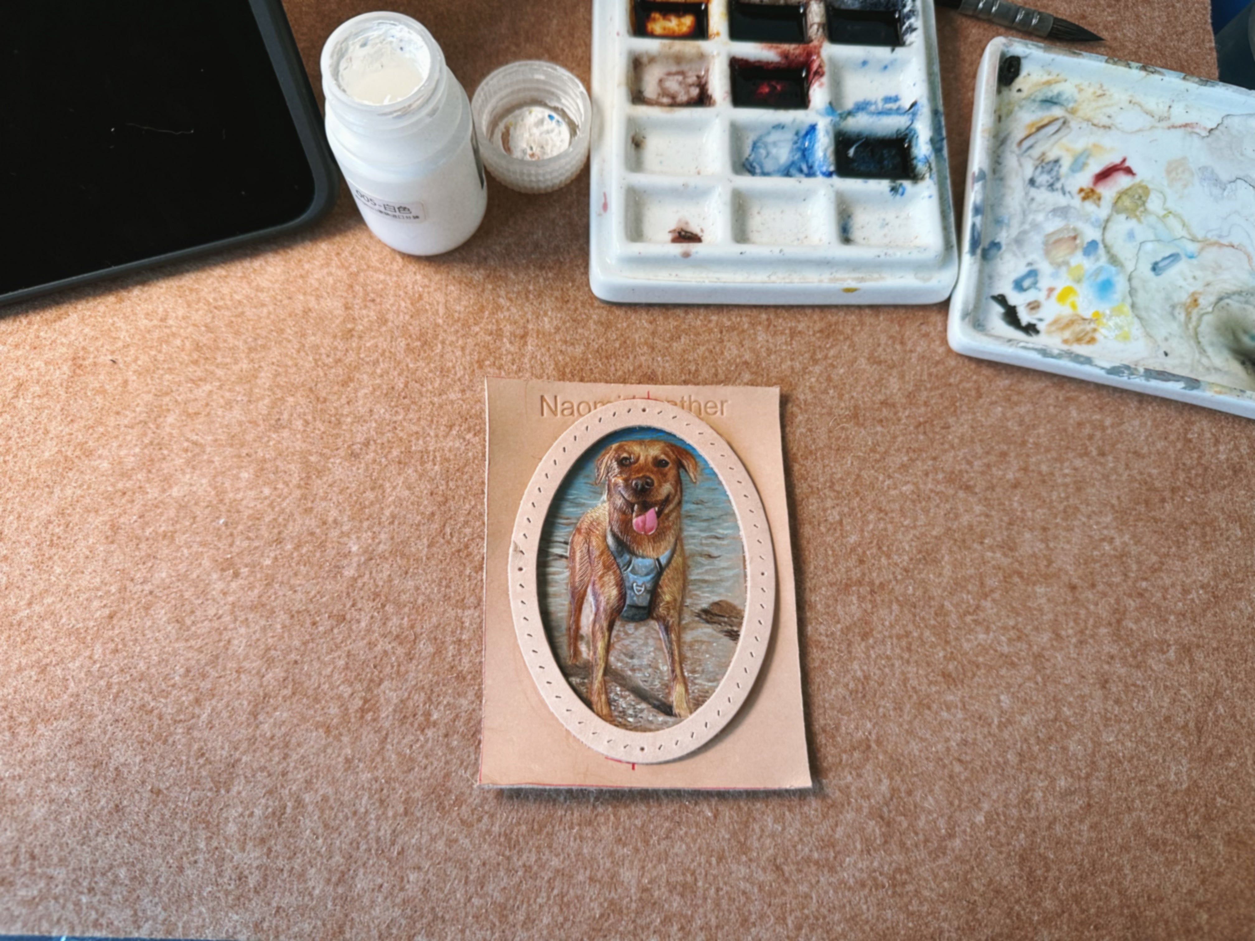 Handmade Dog Leather Carving Keychain | Hand-made Pup Memorial| Personalized Pet Sculpture Portrait | Customized Dog Memory