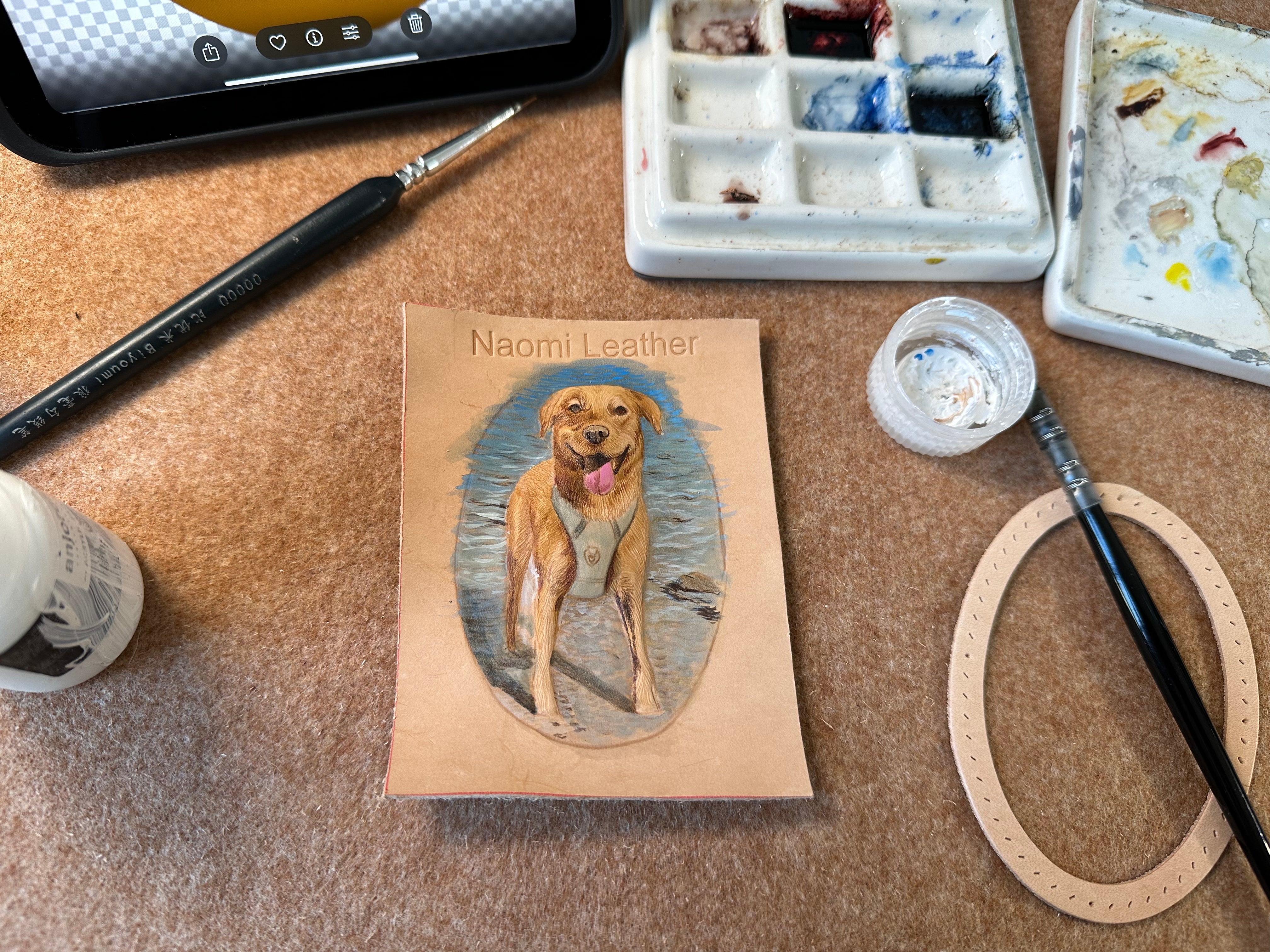 Handmade Dog Leather Carving Keychain | Hand-made Pup Memorial| Personalized Pet Sculpture Portrait | Customized Dog Memory