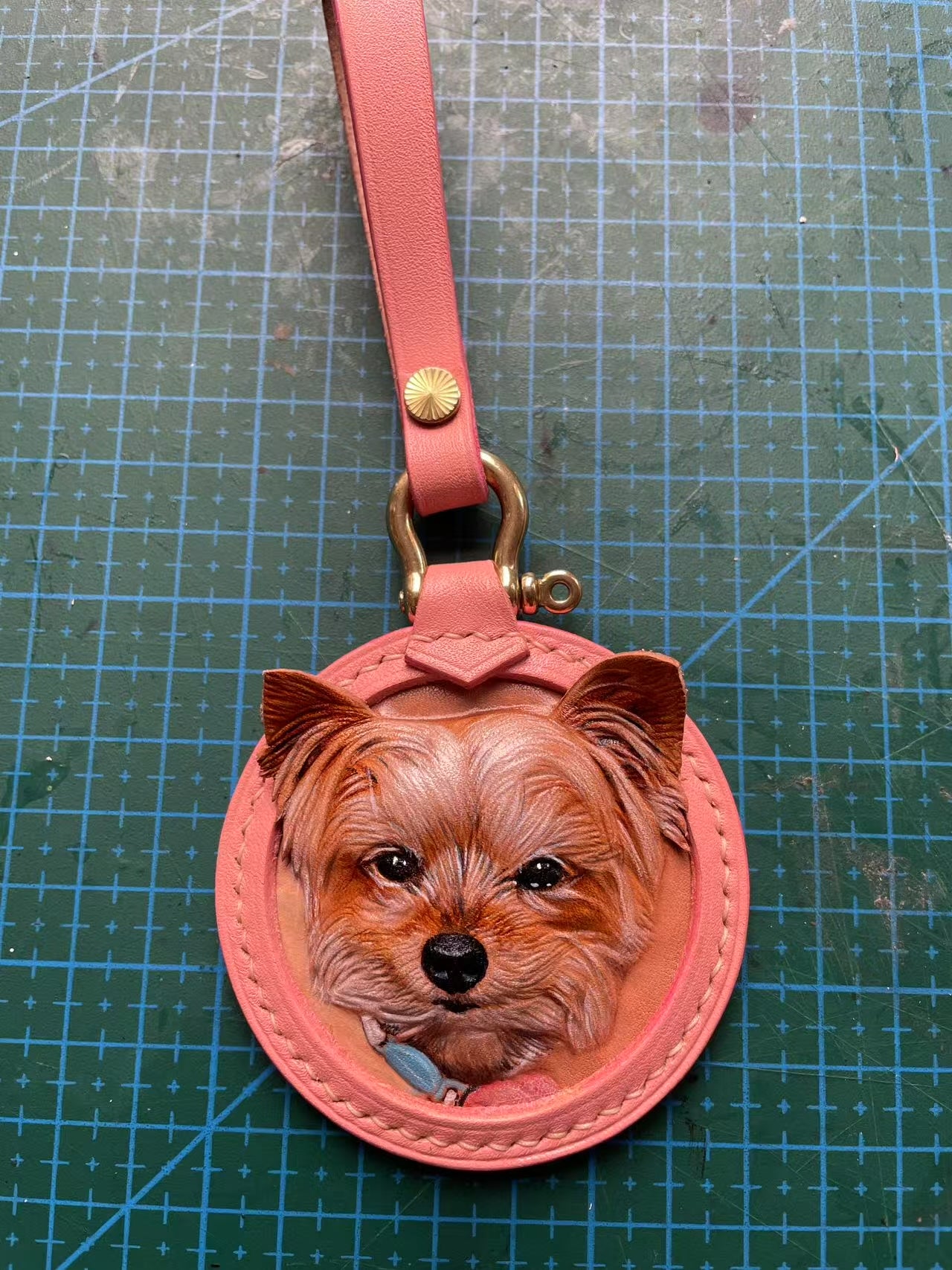 Handmade Yorkie Leather Carving Keychain | Hand-made Pup Memorial| Personalized Pet Sculpture Portrait | Customized Yorkie Memory