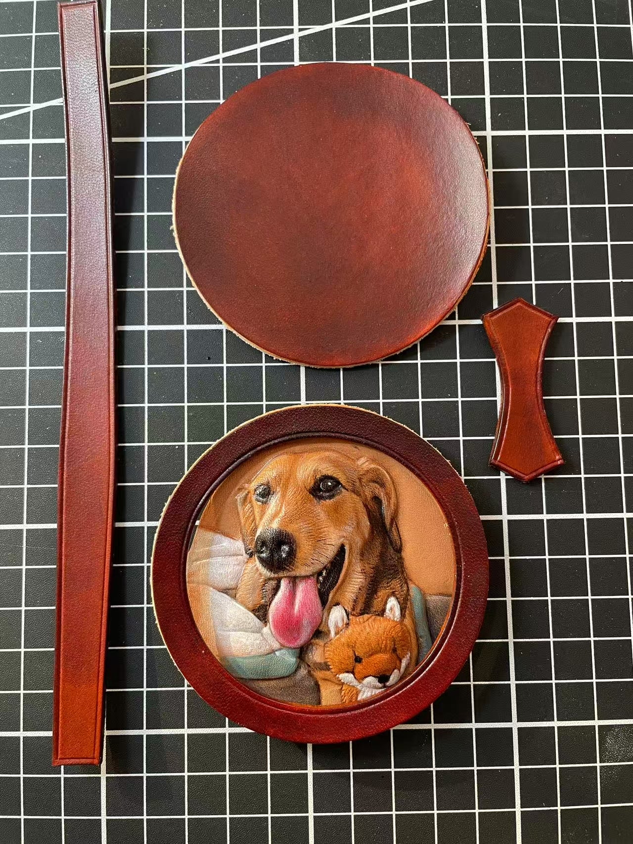 Handmade Dog Leather Carving Keychain | Hand-made Pup Memorial| Personalized Pet Sculpture Portrait | Customized Dog Memory
