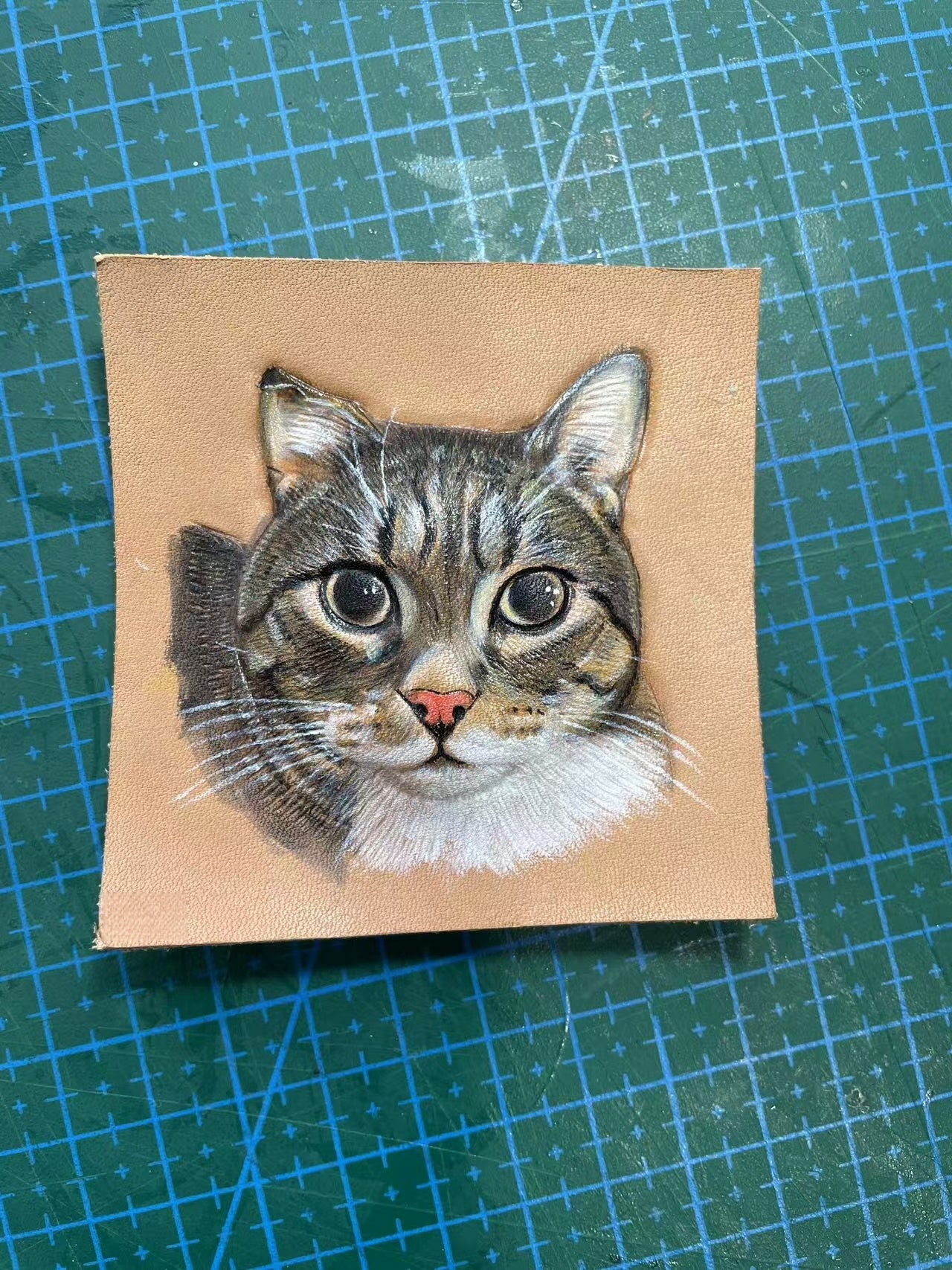 Handmade Cat Leather Carving Keychain | Hand-made Kitty Memorial| Personalized Pet Sculpture Portrait | Customized Cat Memory