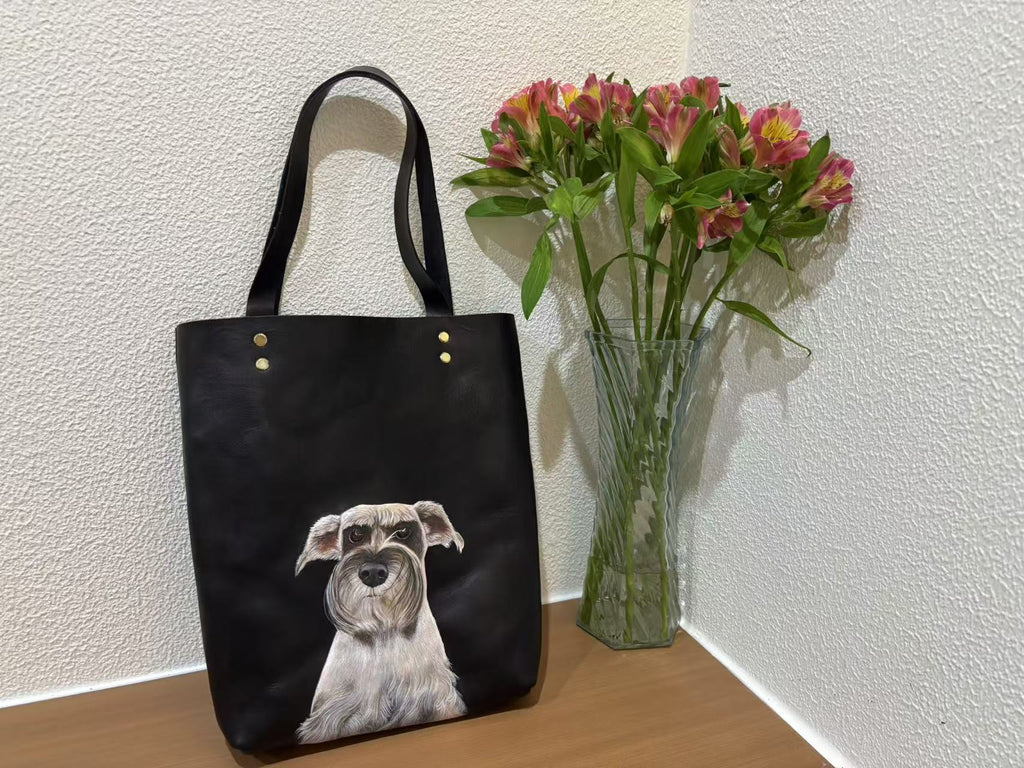 Custom 3D Leather Carving Handbag – Dog Portrait