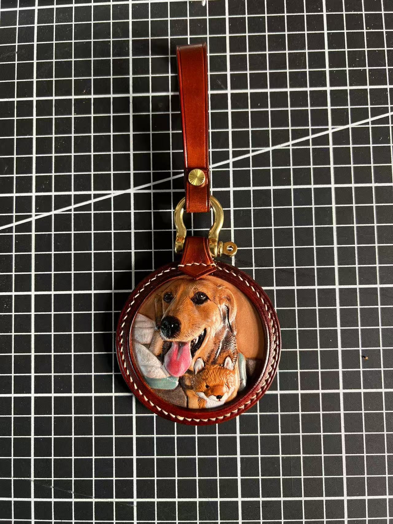 Handmade Dog Leather Carving Keychain | Hand-made Pup Memorial| Personalized Pet Sculpture Portrait | Customized Dog Memory