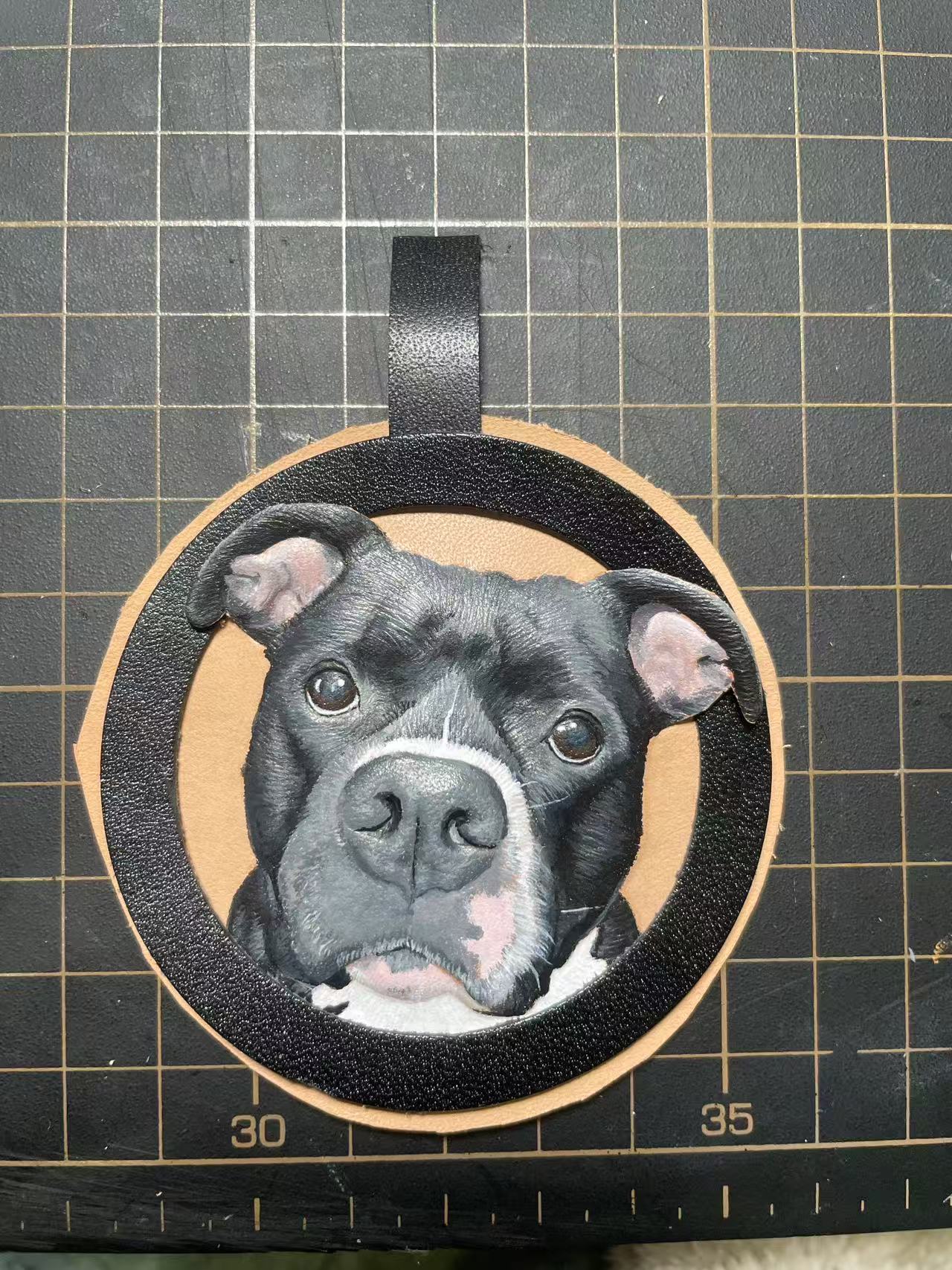 Handmade Dog Leather Carving Keychain | Hand-made Pup Memorial| Personalized Pet Sculpture Portrait | Customized Dog Memory